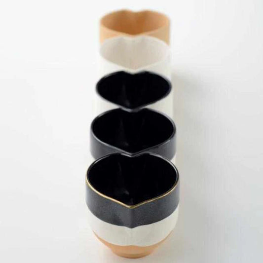 Kyoto Kiyomizu ware bowls, Japanese beak bowl set, Tenmoku glaze pottery, Kyoto handmade pottery, traditional Japanese ceramic bowls, gold rim pottery bowls, Oil Drop Tenmoku glaze, Japanese tea bowl set, artisan pottery from Kyoto, Japanese ceramic pour bowls, handcrafted pottery Japan, collectible Japanese ceramics, Kyoto ceramic gift set, pottery beak bowls Japan, Kiyomizu-yaki Kyoto bowls